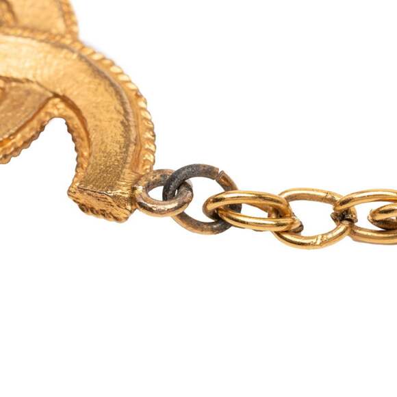 CHANEL Authentic Vintage Gold Logo Necklace